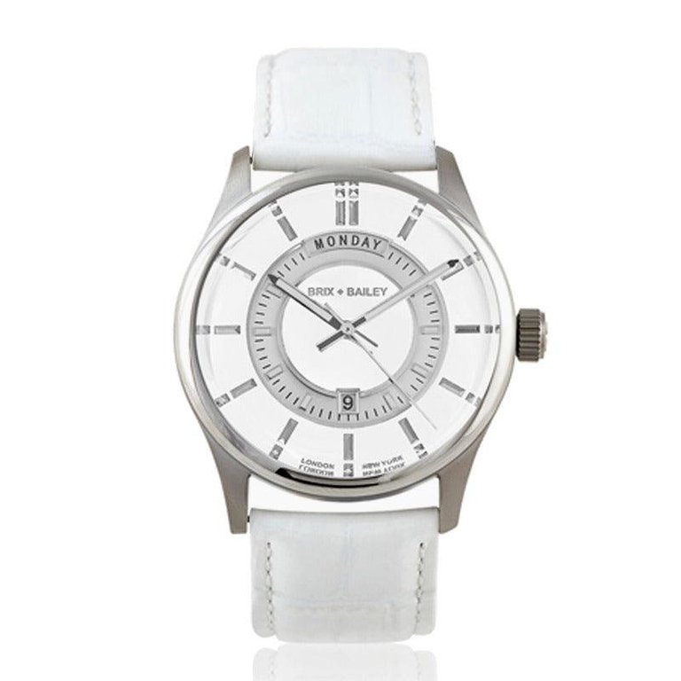 The Brix + Bailey Barker Mens Unisex Women's Wrist Watch Form 5 - White and Silver