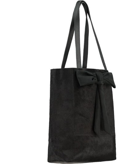 Brix + Bailey Black Bow Haircalf Leather Tote Bag | byyey product