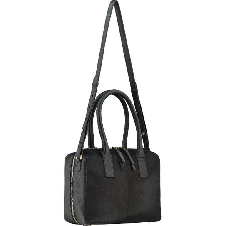 Black Cowhide Leather Crossbody Shoulder Bag | Byblr - Black