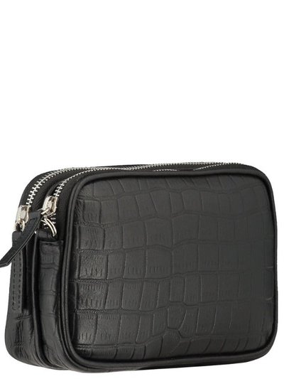 Brix + Bailey Black Croc Print Leather Crossbody Bag | byrxi product