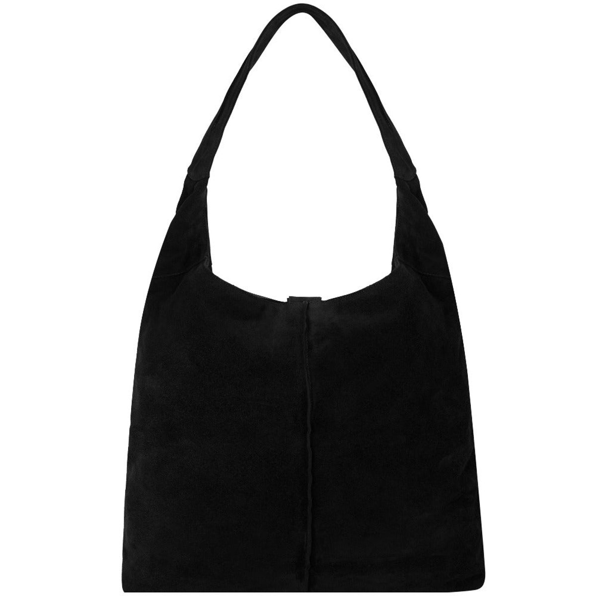 Leather Hobo Shoulder Bag : Black Hair Calf and Suede Leather