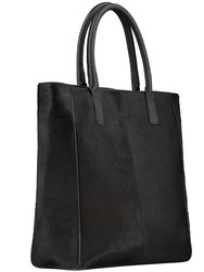 Calf Hair Large Leather Tote Bag Black | Bybxx - Black