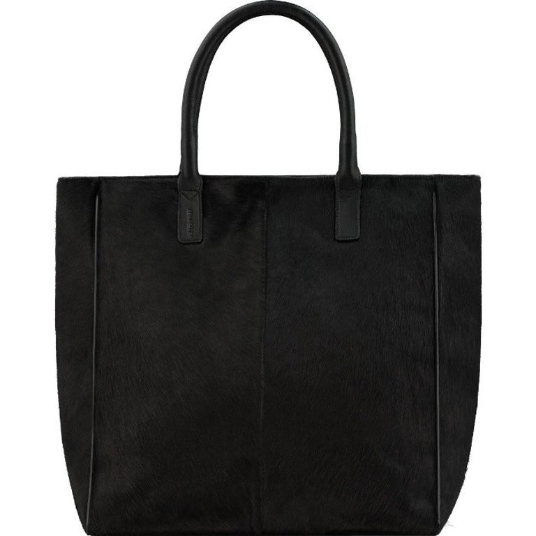 Calf Hair Large Leather Tote Bag Black | Bybxx