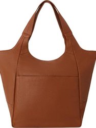 Camel Leather Pocket Tote Shoulder Bag | Bxaib - Camel