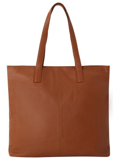 Brix + Bailey Camel Zipped Leather Everyday Tote | Bxaln product