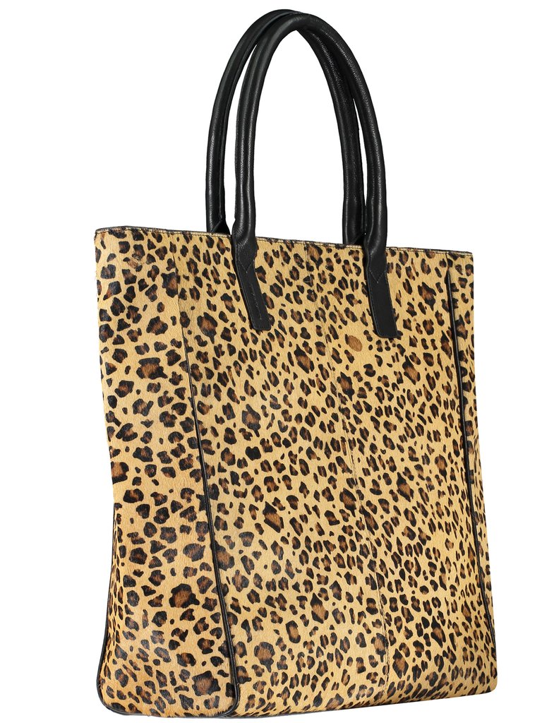 Leopard Animal Print Calf Hair Large Leather Tote | Bybab - Leopard Print