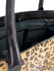 Leopard Animal Print Calf Hair Large Leather Tote | Bybab