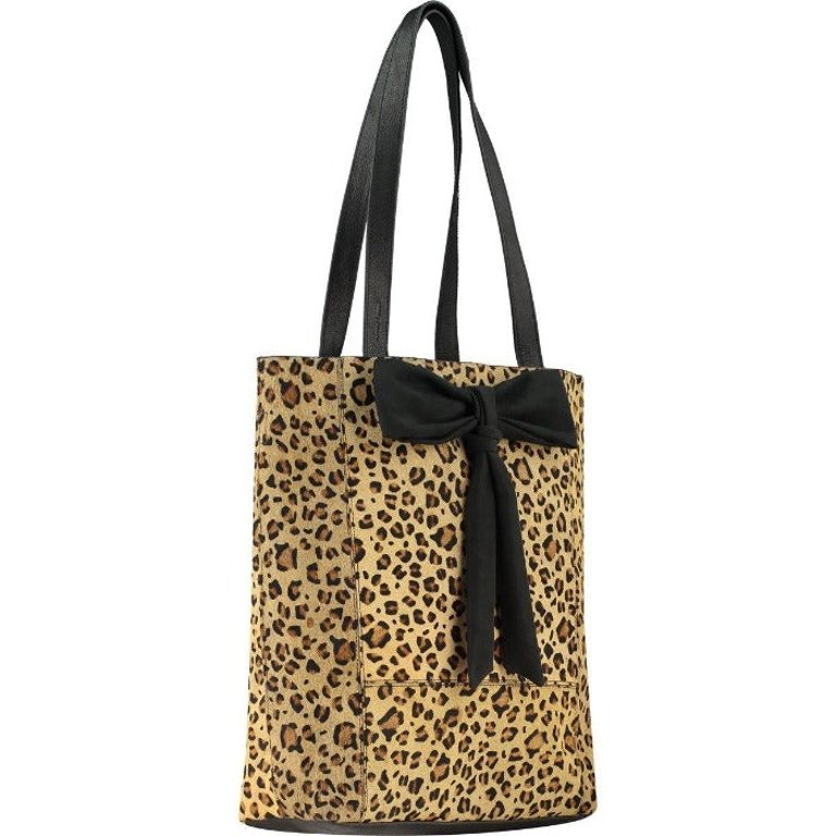 Leopard Print Bow Calf Hair Leather Tote Bag | Byydn