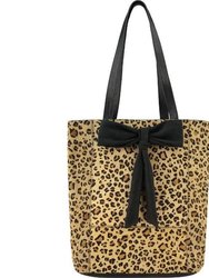 Leopard Print Bow Calf Hair Leather Tote Bag | Byydn - Leopard Print
