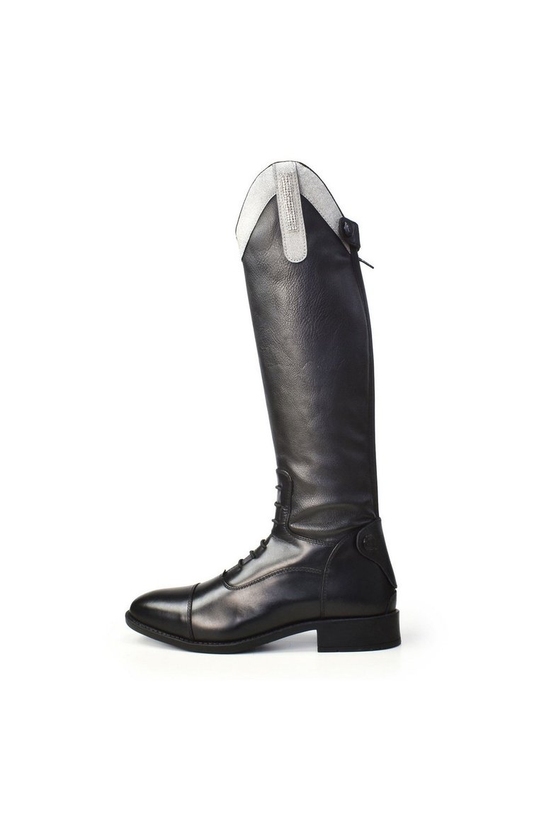 Childrens/Kids Como Piccino Leather Wide Long Riding Boots - Black