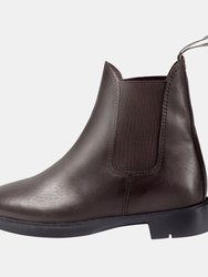 Unisex Childrens Leather Pavia Piccino Jodhpur Paddock Boots (Brown) - Brown
