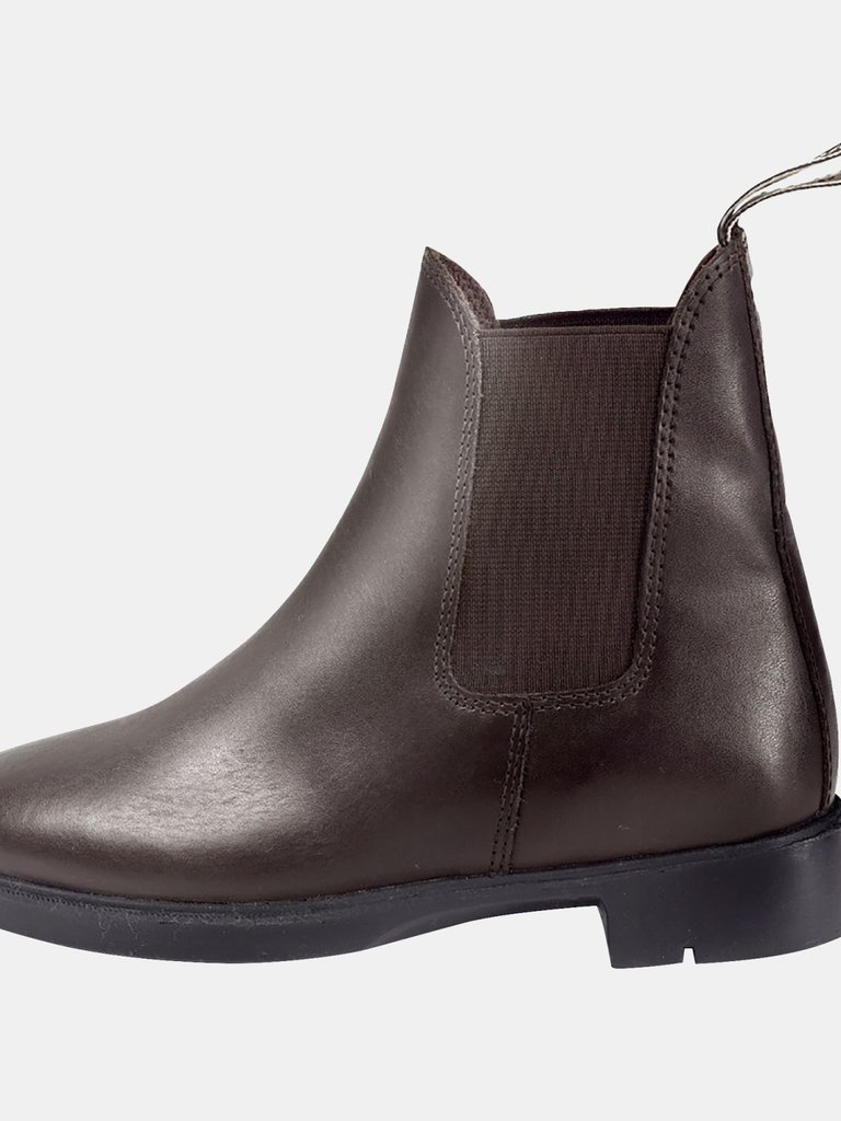 Unisex Childrens Leather Pavia Piccino Jodhpur Paddock Boots (Brown) - Brown