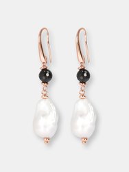 Baroque Pearl and Black Spinel Drop Earrings - Golden Rose