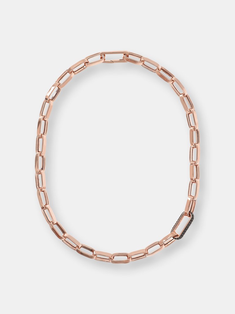 Bold Forzatina Chain Necklace With Pavé Detail - Golden Rose