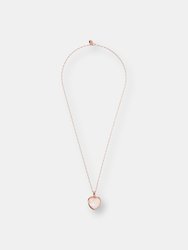 Carisma Heart Stone Pendant Necklace - Golden Rose/Rose QTZ