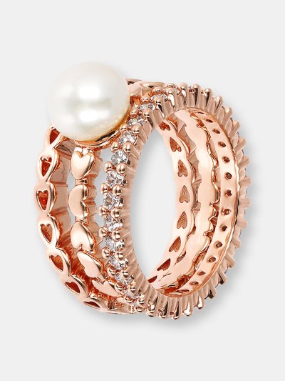 Bronzallure Hearts and Pavé Pearl Rings set product