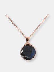 Incanto Round Pendant Necklace - Golden Rose/Labradorite