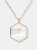 Large Hexagon Pendant Necklace - Golden Rose/White Mop