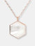 Large Hexagon Pendant Necklace - Golden Rose/White Mop