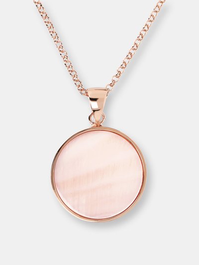 Bronzallure Medium Stone Disc Pendant Necklace - Golden Rose/Pink Cultured Pearl product