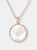 Medium Stone Disc Pendant Necklace - Golden Rose/White Cultured Pearl - Golden Rose/White Cultured Pearl