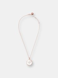 Medium Stone Disc Pendant Necklace - Golden Rose/White Cultured Pearl