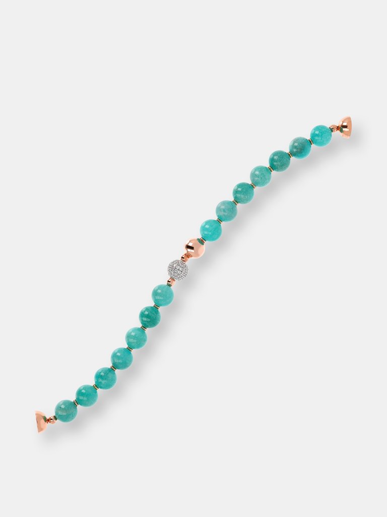 Natural Stone And Cubic Zirconia Bracelet - Golden Rose/Teal