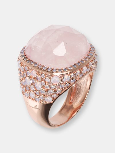 Bronzallure Natural Stone and Micro Pavé Ring - Golden Rose/Pink product