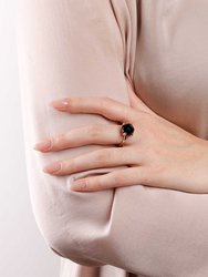 Natural Stone Cocktail Ring - Golden Rose/Black Onyx