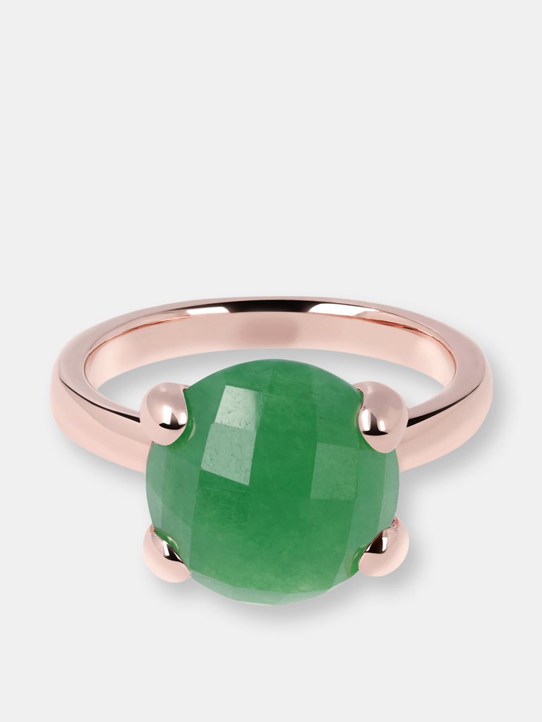 Natural Stone Cocktail Ring - Golden Rose/ Green Chalcedony