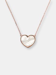 Natural Stone Heart Pendant Necklace - Golden Rose