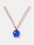 Natural Stone Round Pendant Necklace - Golden Rose/Lapis - Golden Rose/Lapis