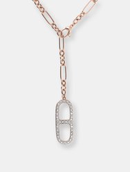 Pavé Marine Chain Element Pendant Y Necklace - Golden Rose