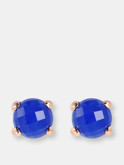 Bronzallure Round Faceted Stone Earrings - Golden Rose/Lapis product