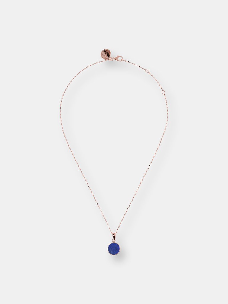 Stone Mini Disc Pendant Necklace - Lapis