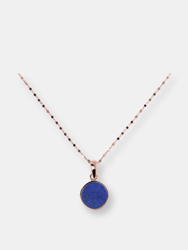 Stone Mini Disc Pendant Necklace - Lapis - Lapis