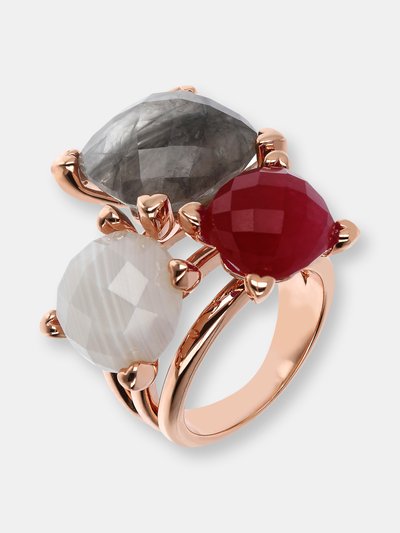 Bronzallure Three Gemstone Heart Ring - Grey Quartz product