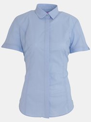 Brook Taverner Womens/Ladies Soave Short Sleeve Poplin Shirt (Sky Blue) - Sky Blue