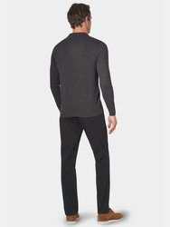 Mens Casper Knitted Long-Sleeved Polo Shirt (Charcoal)