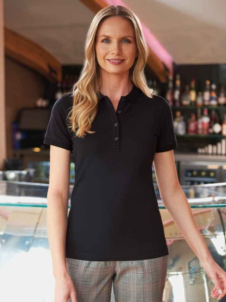 Womens/Ladies Arlington Cotton Polo Shirt (Black)