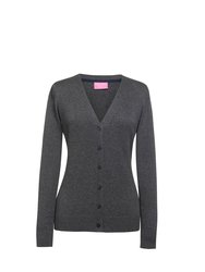 Womens/Ladies Augusta V Neck Cardigan - Charcoal - Charcoal