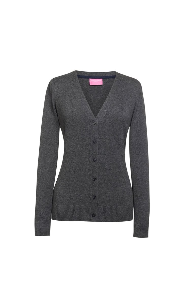 Womens/Ladies Augusta V Neck Cardigan - Charcoal - Charcoal