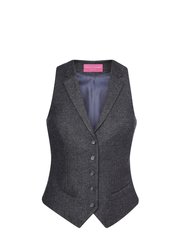 Womens/Ladies Nashville Waistcoat - Charcoal Herringbone Gray - Charcoal Herringbone Gray