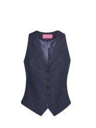 Womens/Ladies Nashville Waistcoat - Navy Herringbone - Navy Herringbone