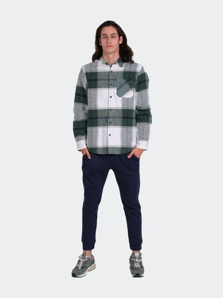 Green Thermal Lined Flannel Shacket