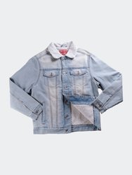 Light Stone Wash Denim Sherpa Jacket