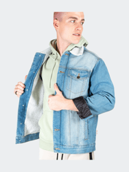 Light Stone Wash Denim Sherpa Jacket