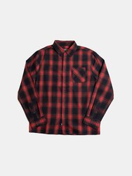 Red Shadow Plaid Flannel Shirt