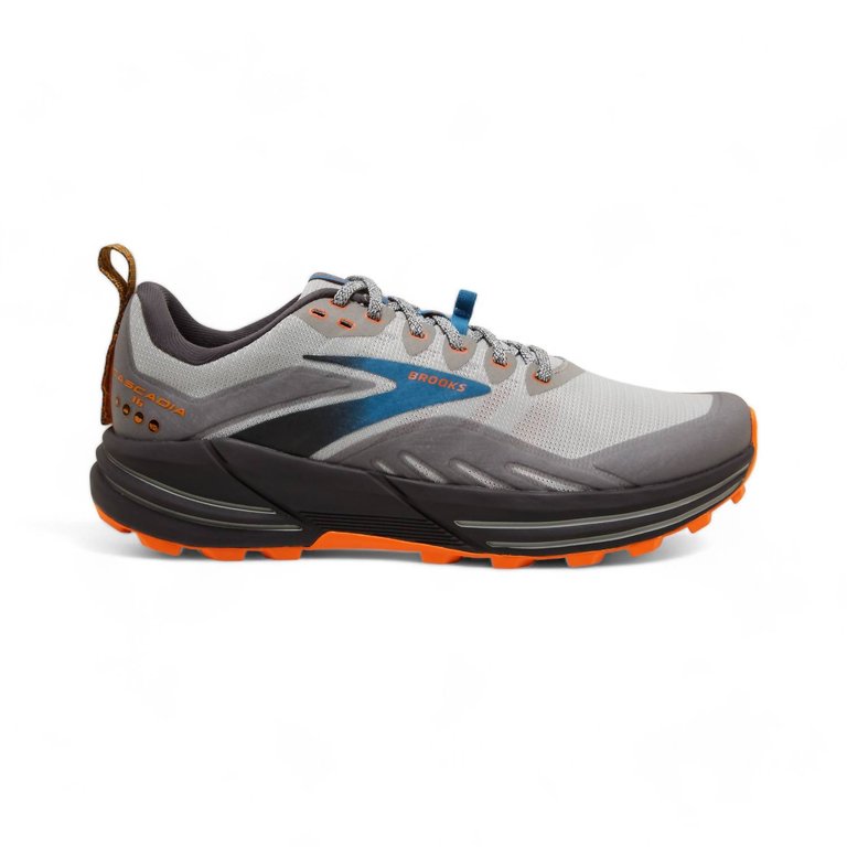 Men's Cascadia 16 Trail Running Shoes - Medium Width In Oyster Mushroom/alloy/orange - Oyster Mushroom/Alloy/Orange