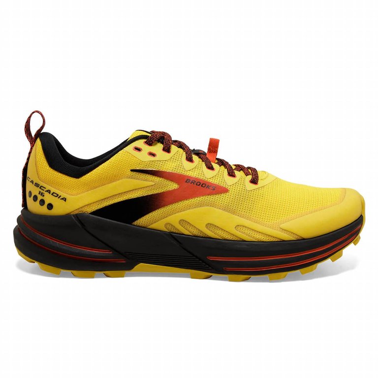 Men's Cascadia 16 Trail Running Shoes - Medium Width In Yellow/Black/Grenadine - Yellow/Black/Grenadine